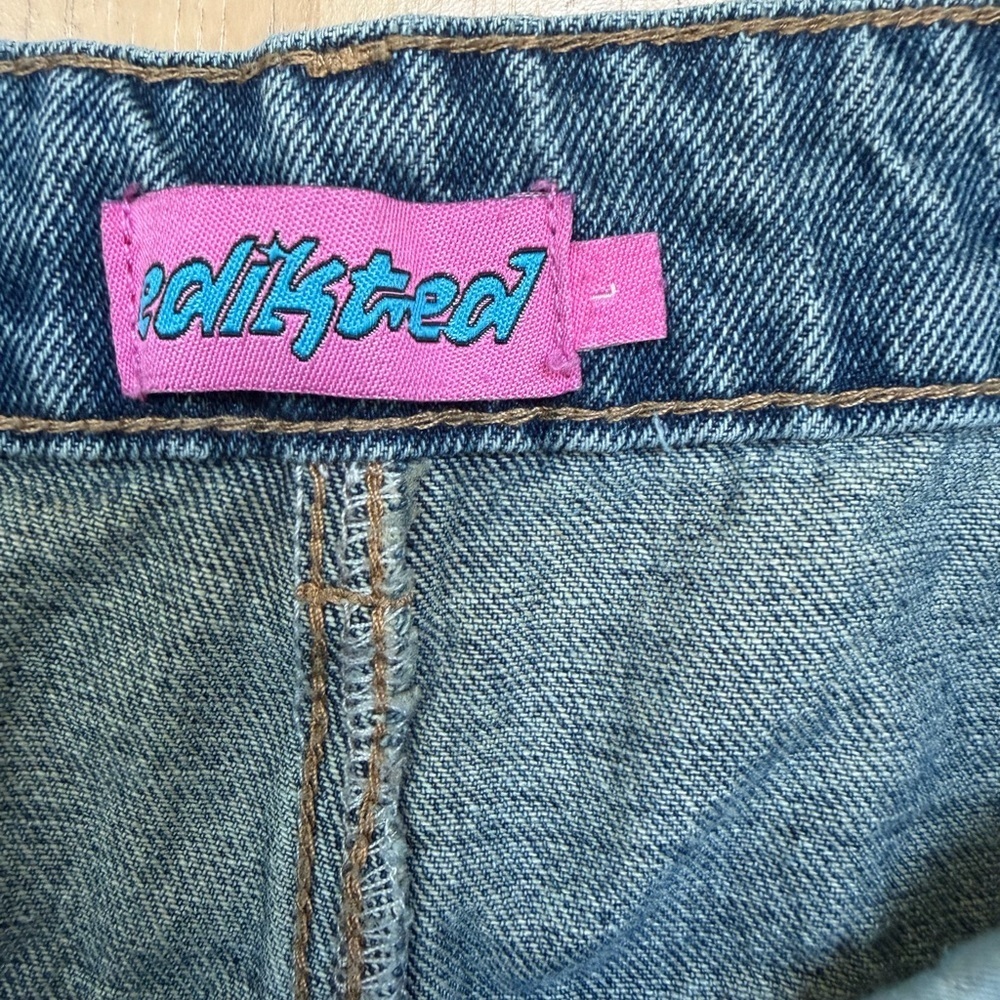 Edikted Blue Jeans with Ribbon White Stripes Size L - Picture 3 of 6